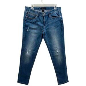 WHBM White House Black Market Jeans Womens Sz 8 Distressed Girlfriend Embroidery